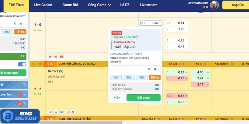 Luật chơi kèo tại Bigbet88 đơn giản